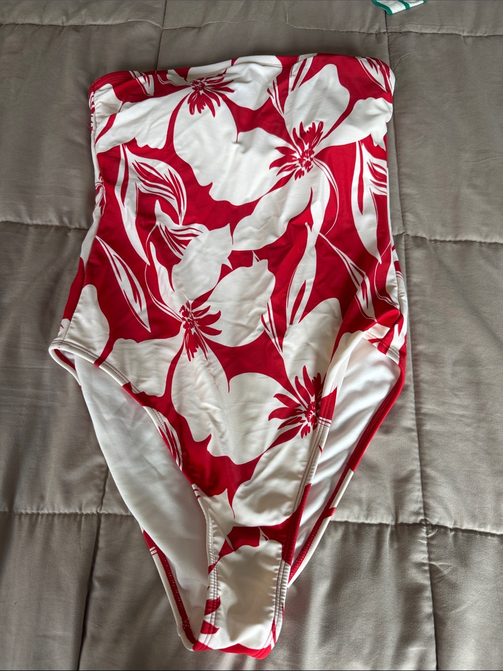 Shade & Shore Red and White Floral One-Piece Swimsuit